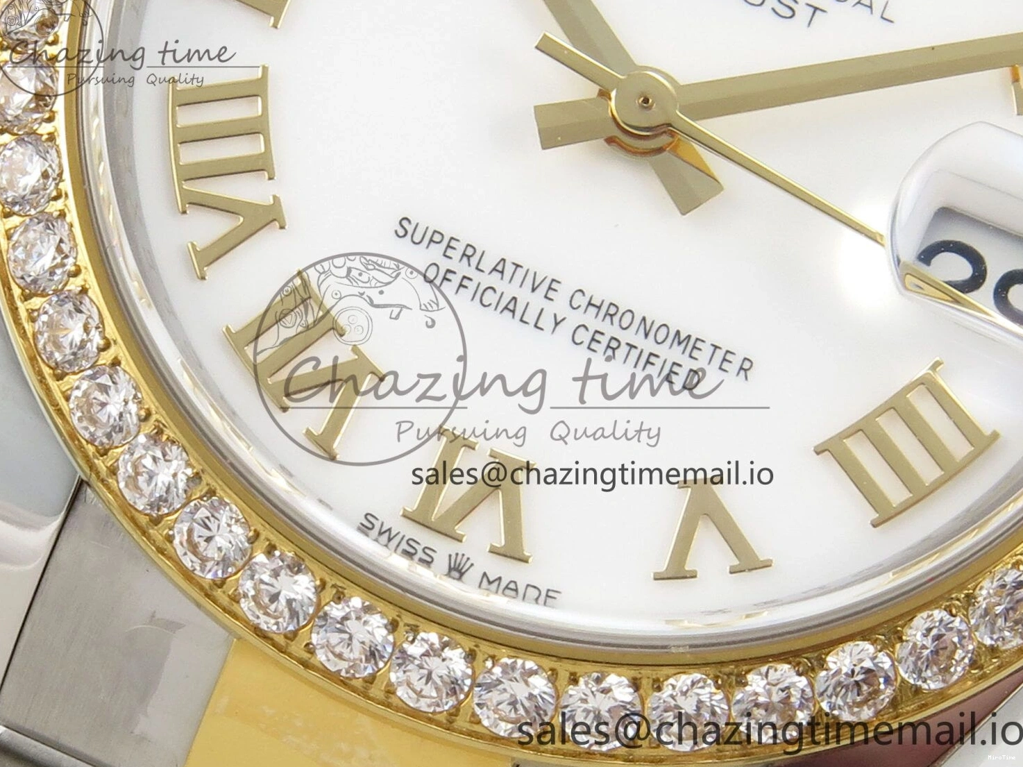 MiroTime 0511 DateJust 31 278383RBR THBF 1:1 Best Edition 904L Steel White Roman Dial Diamonds Bezel on SS YG Oyster Bracelet HZ Cal. Minimalist 44